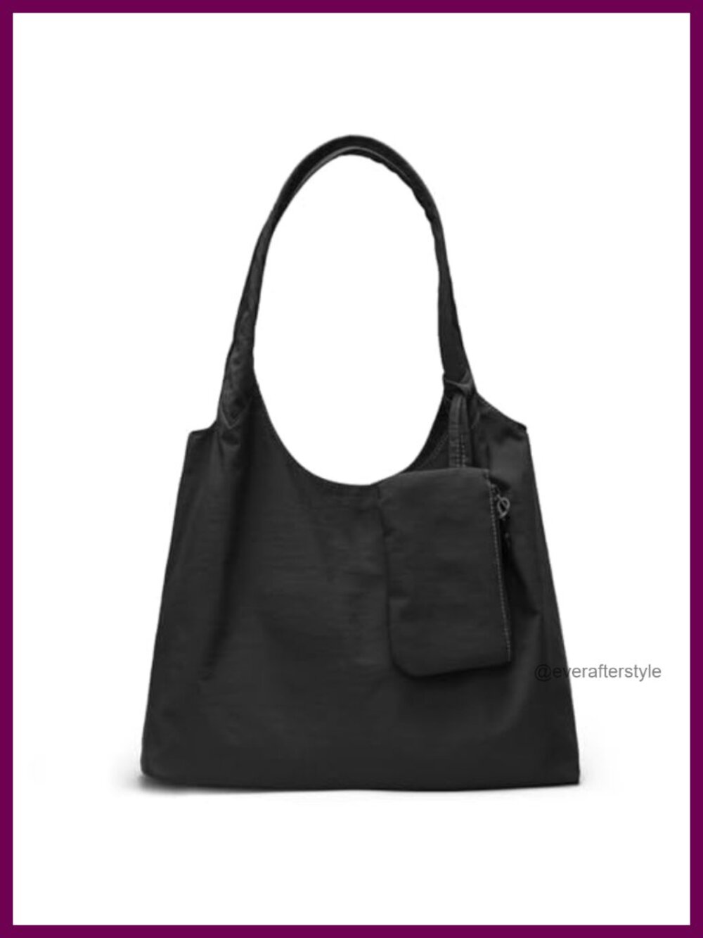 Water-Resistant Nylon Tote Bag with Zipper Slouchy Hobo Shoulder Handbag